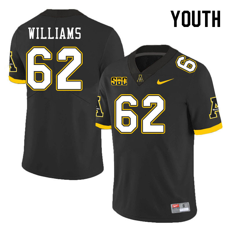 Youth #62 Bucky Williams Appalachian State Mountaineers College Football Jerseys Stitched Sale-Black